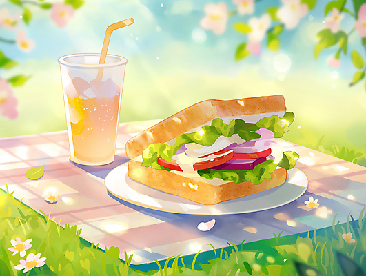 JPG 그릇 꽃 여유 음료 일러스트 하늘 휴식 샌드위치 잔디 사람없음 햇빛 토스트 봄소풍 테이블매트 플라스틱컵 국내일러스트 AI일러스트 AI콘텐츠 식물 식기 감정 음식 빵 컨셉 컵 태양 소풍 봄 식탁보 플라스틱 파일형식