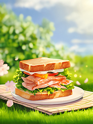 JPG 그릇 꽃잎 꽃 여유 일러스트 휴식 샌드위치 잔디 사람없음 햇빛 토스트 풀숲 봄소풍 테이블매트 국내일러스트 AI일러스트 AI콘텐츠 식물 식기 감정 음식 빵 컨셉 태양 소풍 봄 식탁보 숲 파일형식