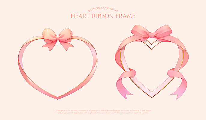 PSD 리본 분홍색 일러스트 사람없음 끈 그라데이션 엘리먼트 하트프레임 국내일러스트 컬러 프레임 하트 파일형식