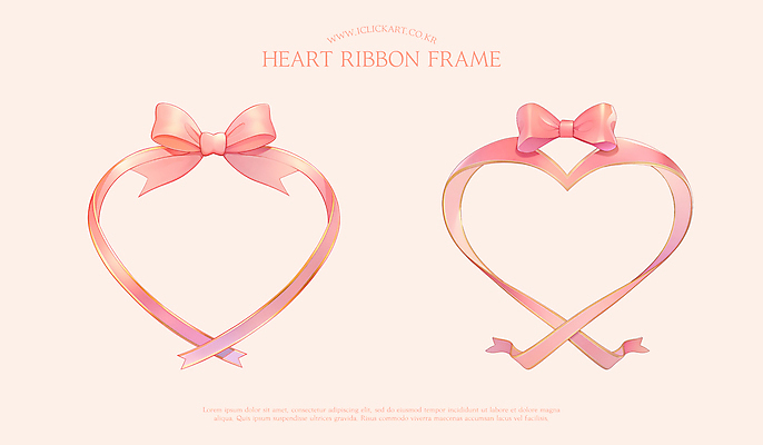 PSD 리본 분홍색 일러스트 사람없음 끈 그라데이션 엘리먼트 하트프레임 국내일러스트 컬러 프레임 하트 파일형식