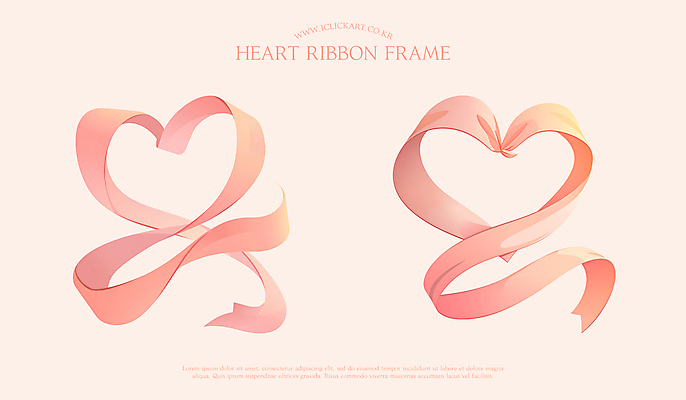 PSD 리본 분홍색 일러스트 사람없음 끈 그라데이션 엘리먼트 하트프레임 국내일러스트 컬러 프레임 하트 파일형식
