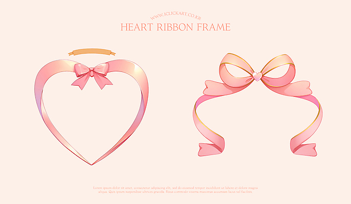 PSD 리본 분홍색 일러스트 사람없음 끈 그라데이션 엘리먼트 하트프레임 국내일러스트 컬러 프레임 하트 파일형식