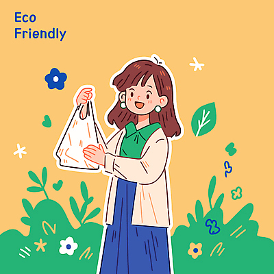 여자 꽃 일러스트 한명 미소 들기 성인 노란색 풀 장바구니 친환경 에코라이프 에코백 성인여자한명만 국내일러스트 AI파일 식물 1 라이프스타일 컬러 가방 모션 표정 사람 쇼핑 바구니 환경 에코 여자한명만 성인여자만 파일형식 벡터