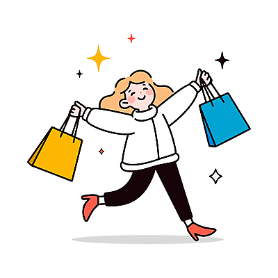 전신 여자 행복 일러스트 청소년 한명 미소 들기 반짝임 쇼핑 달리기 쇼핑백 십대여자한명만 일러캐릭터 AI파일 캐릭터 1 감정 가방 모션 표정 사람 여자한명만 십대여자만 파일형식 벡터