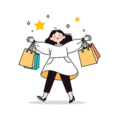 전신 여자 행복 별 일러스트 청소년 한명 미소 들기 반짝임 쇼핑 쇼핑백 걷기 십대여자한명만 일러캐릭터 AI파일 자연요소 캐릭터 1 감정 가방 모션 표정 사람 여자한명만 십대여자만 파일형식 벡터