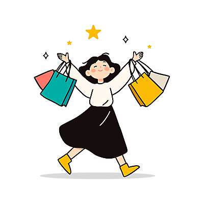 전신 여자 행복 별 일러스트 청소년 한명 미소 들기 반짝임 쇼핑 쇼핑백 걷기 십대여자한명만 일러캐릭터 AI파일 자연요소 캐릭터 1 감정 가방 모션 표정 사람 여자한명만 십대여자만 파일형식 벡터