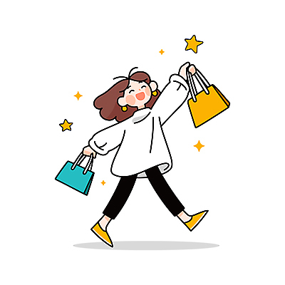 전신 여자 행복 별 일러스트 청소년 한명 미소 들기 반짝임 쇼핑 쇼핑백 걷기 십대여자한명만 일러캐릭터 AI파일 자연요소 캐릭터 1 감정 가방 모션 표정 사람 여자한명만 십대여자만 파일형식 벡터