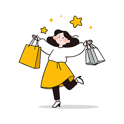 전신 여자 행복 별 일러스트 청소년 한명 미소 들기 반짝임 쇼핑 쇼핑백 다리들기 십대여자한명만 일러캐릭터 AI파일 자연요소 캐릭터 1 감정 가방 모션 표정 사람 여자한명만 십대여자만 파일형식 벡터