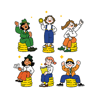 전신 캐릭터 여자 남자 돈 일러스트 비즈니스 미소 웃음 들기 앉기 여러명 성인 금융 노란색 동전 파이팅 가리킴 직장인 재산 즐거움 동전탑 세금 성인만 연말정산 환급 국내일러스트 일러캐릭터 AI파일 직업 감정 컬러 다수 모션 표정 사람 손짓 경제 쌓기 파일형식 벡터