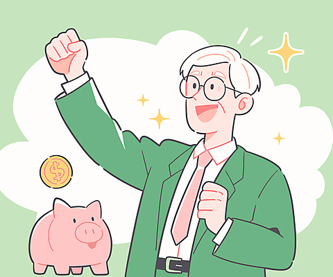 노년 남자 행복 일러스트 한명 웃음 상반신 연두색 반짝임 손들기 달러 동전 주먹 돼지저금통 연금 노인남자한명만 안경낌 국내일러스트 AI파일 1 감정 안경 돈 모션 표정 사람 성인 초록색 저금통 남자한명만 노인남자만 파일형식 벡터