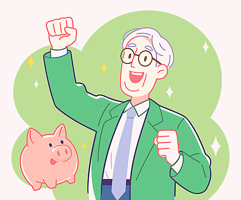 노년 남자 행복 일러스트 한명 웃음 상반신 연두색 반짝임 손들기 주먹 돼지저금통 연금 노인남자한명만 안경낌 국내일러스트 AI파일 1 감정 안경 모션 표정 사람 성인 초록색 저금통 남자한명만 노인남자만 파일형식 벡터