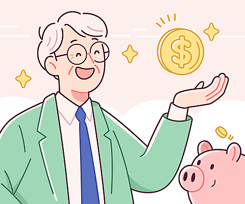 노년 남자 행복 일러스트 한명 웃음 상반신 연두색 반짝임 손들기 달러 동전 돼지저금통 연금 연분홍색 노인남자한명만 안경낌 국내일러스트 AI파일 1 감정 안경 분홍색 돈 모션 표정 사람 성인 초록색 저금통 남자한명만 노인남자만 파일형식 벡터