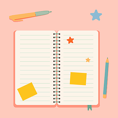 별 분홍색 일러스트 색연필 사람없음 펜 다이어리 공책 기록 메모지 북마크 카피스페이스 국내일러스트 AI파일 자연요소 컬러 문구용품 학용품 필기구 사무용품 공백 파일형식 벡터