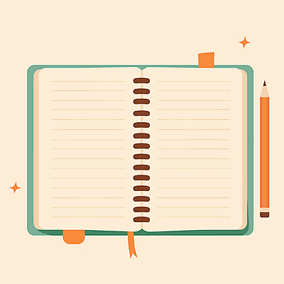 일러스트 사람없음 반짝임 연필 다이어리 공책 기록 베이지색 북마크 카피스페이스 국내일러스트 AI파일 컬러 모션 문구용품 학용품 필기구 사무용품 공백 파일형식 벡터