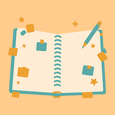 별 일러스트 색연필 사람없음 다이어리 공책 기록 메모지 베이지색 카피스페이스 국내일러스트 AI파일 자연요소 컬러 문구용품 학용품 사무용품 공백 파일형식 벡터
