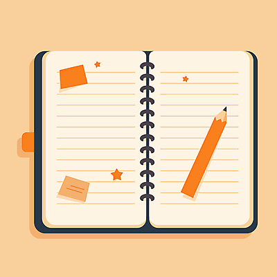 별 일러스트 사람없음 연필 다이어리 공책 기록 메모지 베이지색 카피스페이스 국내일러스트 AI파일 자연요소 컬러 문구용품 학용품 필기구 사무용품 공백 파일형식 벡터