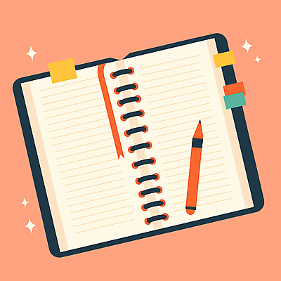 분홍색 일러스트 사람없음 반짝임 연필 다이어리 공책 기록 메모지 북마크 카피스페이스 국내일러스트 AI파일 컬러 모션 문구용품 학용품 필기구 사무용품 공백 파일형식 벡터