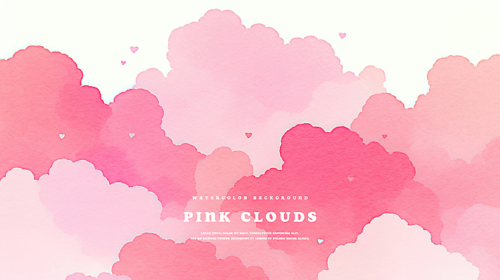 PSD 구름 분홍색 백그라운드 일러스트 수채화 사람없음 하트 번짐 감성 몽환 국내일러스트 자연요소 모양 컬러 컨셉 파일형식 효과