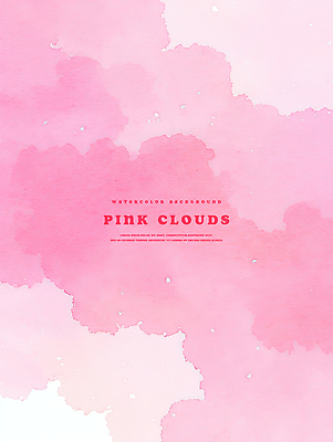 PSD 구름 분홍색 백그라운드 일러스트 수채화 사람없음 번짐 감성 몽환 국내일러스트 자연요소 컬러 컨셉 파일형식 효과