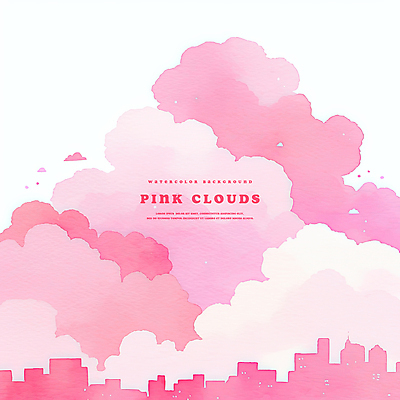 PSD 구름 분홍색 백그라운드 일러스트 수채화 사람없음 건물 도시 번짐 감성 몽환 국내일러스트 자연요소 건축물 컬러 컨셉 파일형식 효과