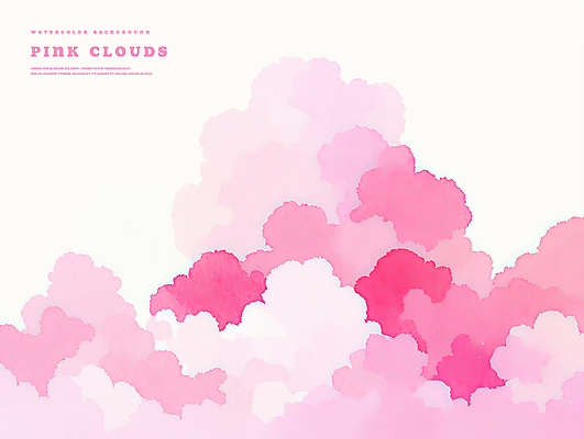 PSD 구름 분홍색 백그라운드 일러스트 수채화 사람없음 번짐 감성 몽환 국내일러스트 자연요소 컬러 컨셉 파일형식 효과