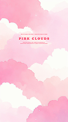 PSD 구름 분홍색 백그라운드 일러스트 수채화 사람없음 번짐 감성 몽환 국내일러스트 자연요소 컬러 컨셉 파일형식 효과