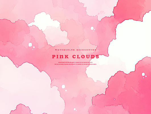 PSD 구름 분홍색 백그라운드 일러스트 수채화 사람없음 번짐 감성 몽환 국내일러스트 자연요소 컬러 컨셉 파일형식 효과