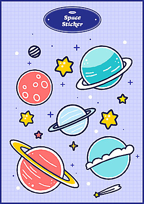 별 과학 스티커 일러스트 사람없음 파란색 반짝임 행성 유성 오브젝트 태양계 국내일러스트 AI파일 자연요소 컬러 모션 우주 파일형식 벡터