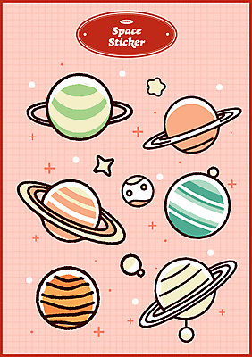 별 분홍색 과학 스티커 일러스트 사람없음 반짝임 행성 오브젝트 태양계 국내일러스트 AI파일 자연요소 컬러 모션 우주 파일형식 벡터