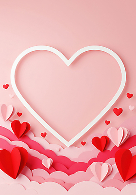JPG 편집이미지 기념일 종이 분홍색 화이트데이 발렌타인데이 사랑 사람없음 로맨틱 페이퍼아트 입체 하트프레임 카피스페이스 편집실사 AI포토 AI콘텐츠 감정 컬러 컨셉 데이이벤트 프레임 이벤트 공백 하트 CG 파일형식
