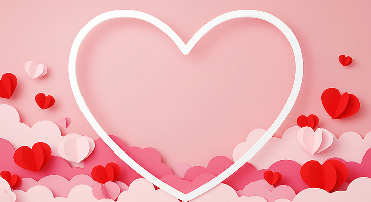 JPG 편집이미지 기념일 종이 분홍색 화이트데이 발렌타인데이 사랑 사람없음 로맨틱 페이퍼아트 입체 하트프레임 카피스페이스 편집실사 AI포토 AI콘텐츠 감정 컬러 컨셉 데이이벤트 프레임 이벤트 공백 하트 CG 파일형식
