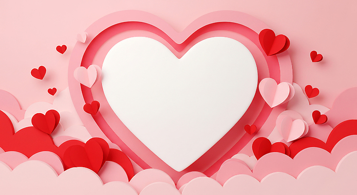 JPG 편집이미지 기념일 종이 분홍색 화이트데이 발렌타인데이 사랑 사람없음 로맨틱 페이퍼아트 입체 하트프레임 카피스페이스 편집실사 AI포토 AI콘텐츠 감정 컬러 컨셉 데이이벤트 프레임 이벤트 공백 하트 CG 파일형식