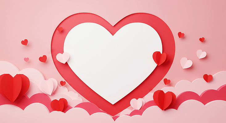 JPG 편집이미지 기념일 종이 분홍색 화이트데이 발렌타인데이 사랑 사람없음 로맨틱 페이퍼아트 입체 하트프레임 카피스페이스 편집실사 AI포토 AI콘텐츠 감정 컬러 컨셉 데이이벤트 프레임 이벤트 공백 하트 CG 파일형식