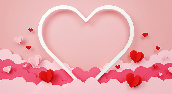 JPG 편집이미지 기념일 종이 분홍색 화이트데이 발렌타인데이 사랑 사람없음 로맨틱 페이퍼아트 입체 하트프레임 카피스페이스 편집실사 AI포토 AI콘텐츠 감정 컬러 컨셉 데이이벤트 프레임 이벤트 공백 하트 CG 파일형식