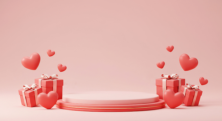 JPG 편집이미지 기념일 리본 분홍색 화이트데이 발렌타인데이 사랑 사람없음 선물상자 3D 로맨틱 하트 포디움 편집3D AI컴퓨터그래픽 AI콘텐츠 모양 감정 컬러 컨셉 데이이벤트 선물 이벤트 상자 무대 디지털합성 파일형식