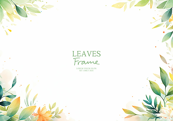 PSD 잎 일러스트 수채화 프레임 사람없음 초록색 식물백그라운드 산뜻 카피스페이스 국내일러스트 식물 컬러 백그라운드 컨셉 공백 파일형식