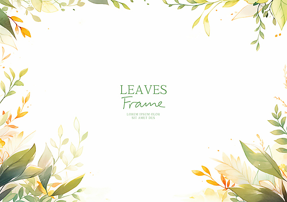 PSD 잎 일러스트 수채화 프레임 사람없음 초록색 식물백그라운드 산뜻 카피스페이스 국내일러스트 식물 컬러 백그라운드 컨셉 공백 파일형식