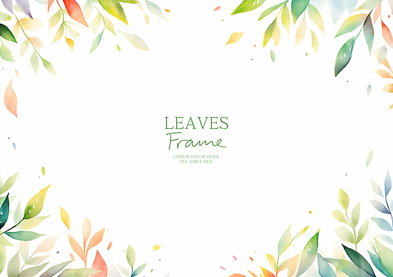 PSD 잎 일러스트 수채화 프레임 사람없음 초록색 식물백그라운드 산뜻 카피스페이스 국내일러스트 식물 컬러 백그라운드 컨셉 공백 파일형식