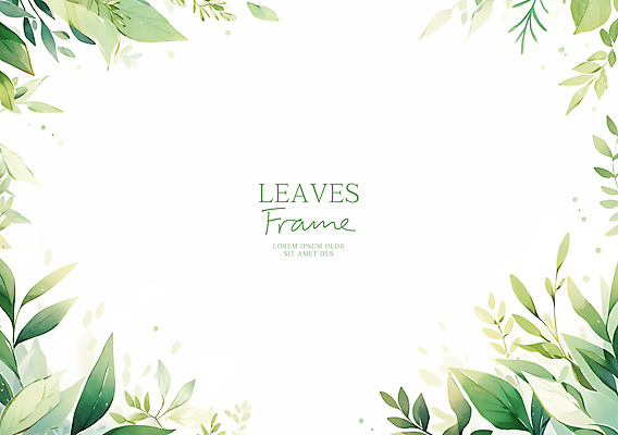 PSD 잎 일러스트 수채화 프레임 사람없음 초록색 식물백그라운드 산뜻 카피스페이스 국내일러스트 식물 컬러 백그라운드 컨셉 공백 파일형식