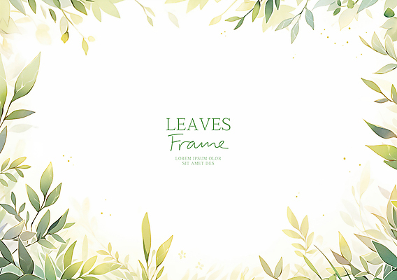 PSD 잎 일러스트 수채화 프레임 사람없음 초록색 식물백그라운드 산뜻 카피스페이스 국내일러스트 식물 컬러 백그라운드 컨셉 공백 파일형식