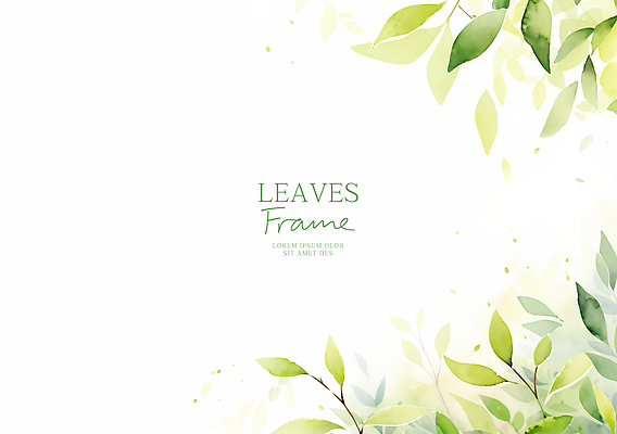 PSD 잎 일러스트 수채화 프레임 사람없음 초록색 식물백그라운드 산뜻 카피스페이스 국내일러스트 식물 컬러 백그라운드 컨셉 공백 파일형식