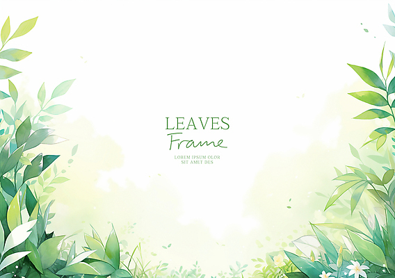 PSD 꽃 잎 일러스트 수채화 프레임 사람없음 초록색 식물백그라운드 산뜻 카피스페이스 국내일러스트 식물 컬러 백그라운드 컨셉 공백 파일형식