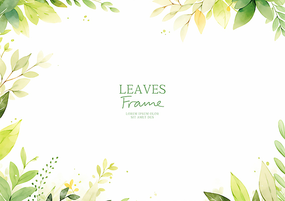 PSD 잎 일러스트 수채화 프레임 사람없음 초록색 식물백그라운드 산뜻 카피스페이스 국내일러스트 식물 컬러 백그라운드 컨셉 공백 파일형식