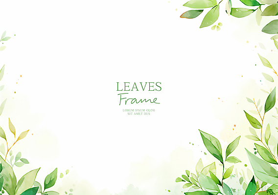PSD 잎 일러스트 수채화 프레임 사람없음 초록색 식물백그라운드 산뜻 카피스페이스 국내일러스트 식물 컬러 백그라운드 컨셉 공백 파일형식