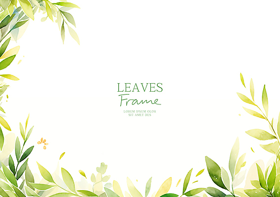 PSD 잎 일러스트 수채화 프레임 사람없음 초록색 식물백그라운드 산뜻 카피스페이스 국내일러스트 식물 컬러 백그라운드 컨셉 공백 파일형식