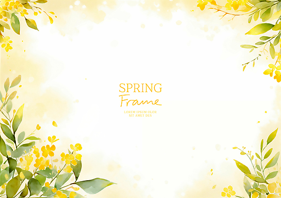 PSD 잎 꽃백그라운드 일러스트 봄꽃 자연 수채화 사람없음 노란색 꽃프레임 산뜻 카피스페이스 국내일러스트 식물 꽃 컬러 백그라운드 컨셉 프레임 봄 공백 생태계 파일형식