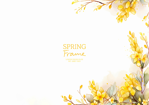PSD 잎 꽃백그라운드 일러스트 봄꽃 자연 수채화 사람없음 노란색 꽃프레임 산뜻 카피스페이스 국내일러스트 식물 꽃 컬러 백그라운드 컨셉 프레임 봄 공백 생태계 파일형식