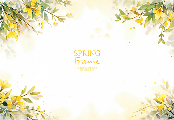 PSD 잎 꽃백그라운드 일러스트 봄꽃 자연 수채화 사람없음 노란색 꽃프레임 산뜻 카피스페이스 국내일러스트 식물 꽃 컬러 백그라운드 컨셉 프레임 봄 공백 생태계 파일형식