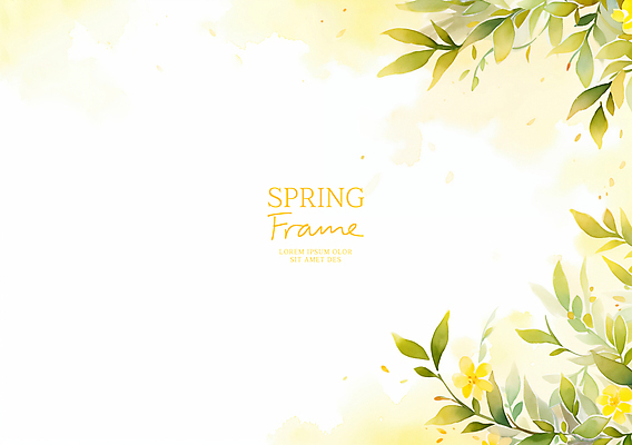 PSD 잎 꽃백그라운드 일러스트 봄꽃 자연 수채화 사람없음 노란색 꽃프레임 산뜻 카피스페이스 국내일러스트 식물 꽃 컬러 백그라운드 컨셉 프레임 봄 공백 생태계 파일형식