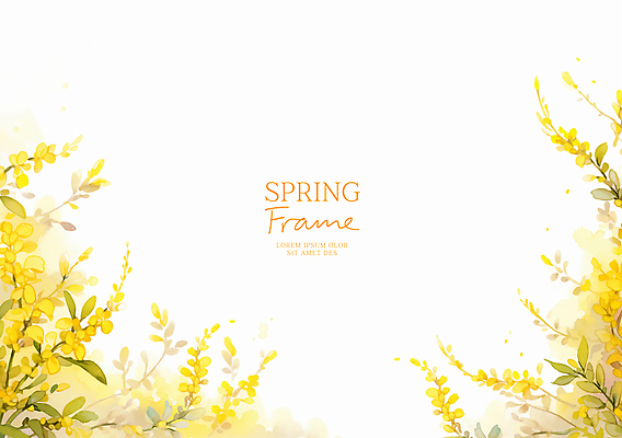 PSD 잎 꽃백그라운드 일러스트 봄꽃 자연 수채화 사람없음 노란색 꽃프레임 산뜻 카피스페이스 국내일러스트 식물 꽃 컬러 백그라운드 컨셉 프레임 봄 공백 생태계 파일형식